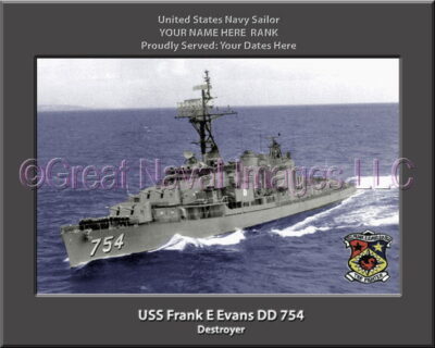 USS Frank E Evans DD 754 Personalized Navy Ship Photo