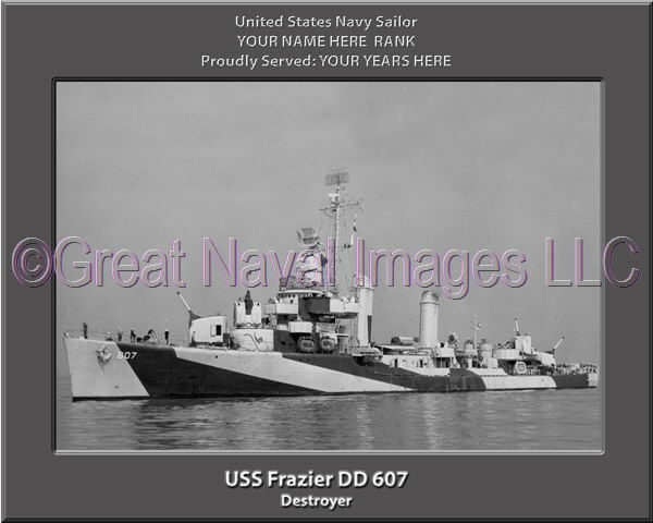 USS Frazier DD 607 Personalized Navy Ship Photo