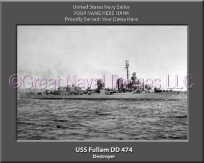 USS Fullam DD 474 Personalized Navy Ship Photo