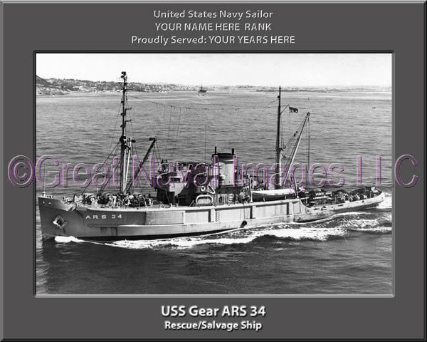 USS Gear ARS 34 Personalized Navy Ship Photo