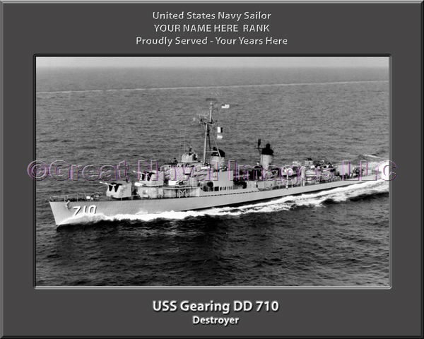 USS Gearing DD 710 Personalized Navy Ship Photo