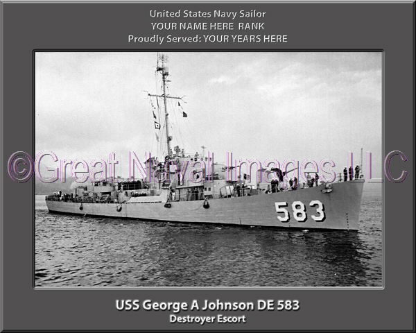 USS George A Johnson DE 583 Personalized Navy Ship Photo