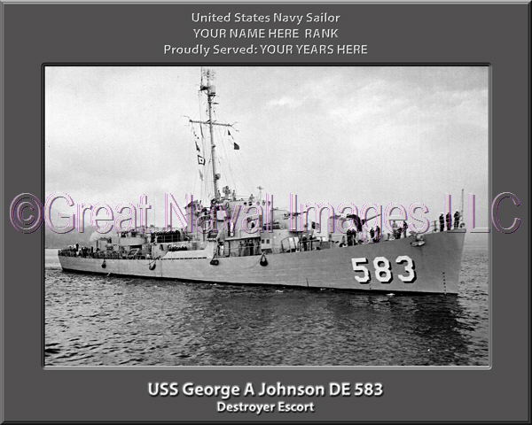 USS George A Johnson DE 583 Personalized Navy Ship Photo