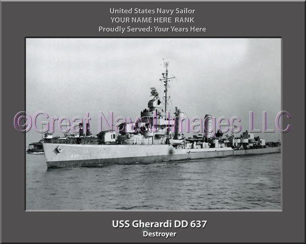 USS Gherardi DD 637 Personalized Navy Ship Photo