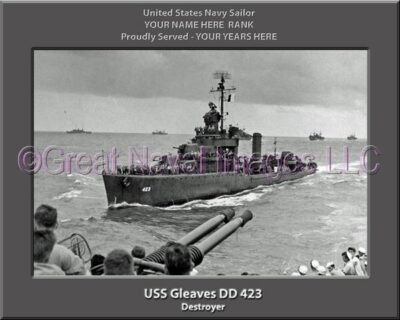 USS Gleaves DD 423 Personalized Navy Ship Photo
