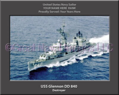 USS Glennon DD 840 Personalized Navy Ship Photo