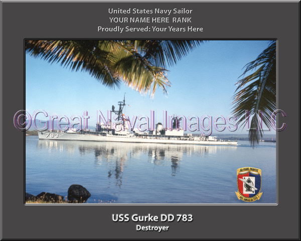 USS Gurke DD 783 Personalized Navy Ship Photo