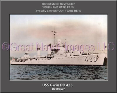 USS Gwin DD 433 Personalized Navy Ship Photo