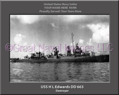 USS HL Edwards DD 663 Personalized Navy Ship Photo