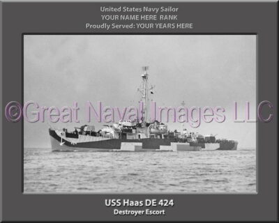 USS Haas DE 424 Personalized Navy Ship Photo