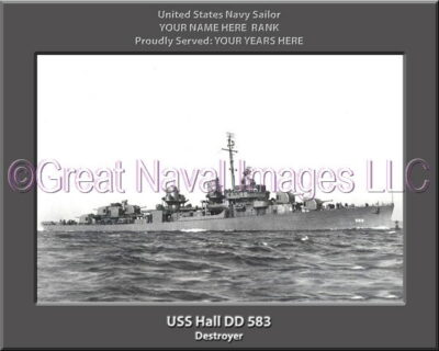 USS Hall DD 583 Personalized Navy Ship Photo