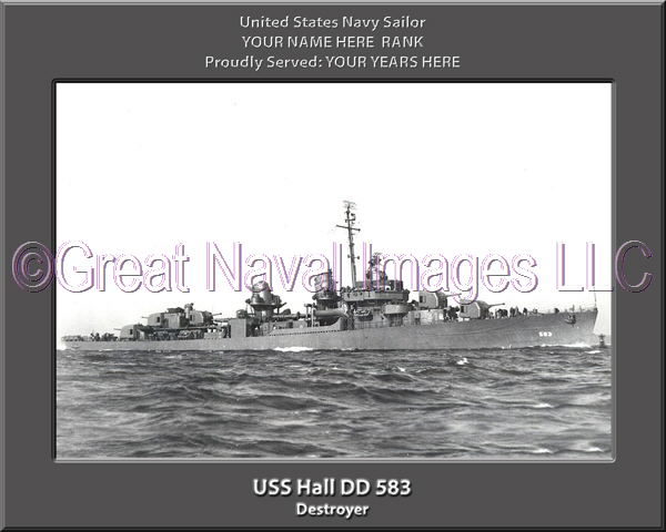 USS Hall DD 583 Personalized Navy Ship Photo