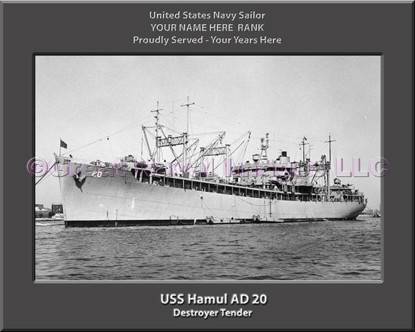 USS Hamul AD 20 Personalized ship Photo
