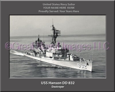 USS Hanson DD 832 Personalized Navy Ship Photo