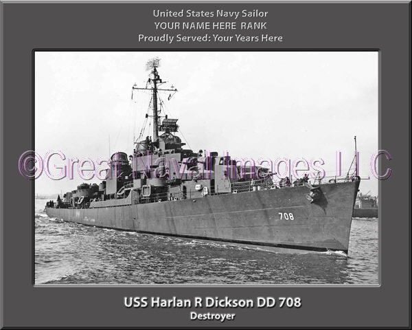 USS Harland R Dickson DD 708 Personalized Navy Ship Photo
