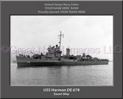USS Harmon DE 678 Personalized Navy Ship Photo