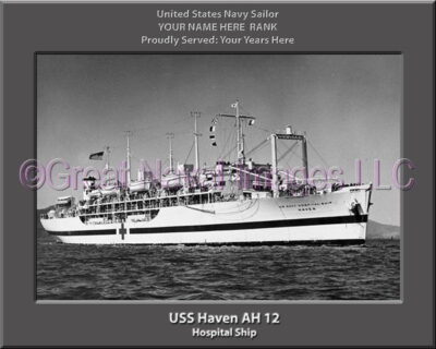 USS Haven AH 12 Personalized ship Photo
