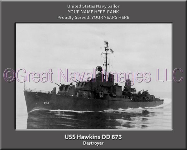 USS Hawkins DD 873 Personalized Navy Ship Photo