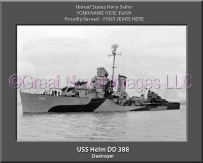 USS Helm DD 388 Personalized Navy Ship Photo