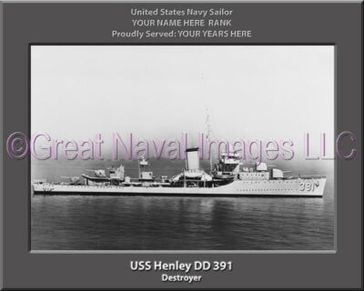 USS Henley DD 391 Personalized Navy Ship Photo