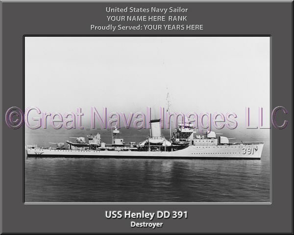 USS Henley DD 391 Personalized Navy Ship Photo