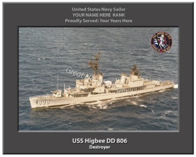USS Higbee DD 806 Personalized Navy Ship Photo