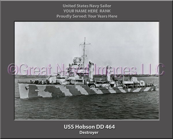 USS Hobson DD 464 Personalized Navy Ship Photo