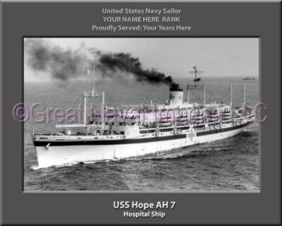 USS Hope AH 7 Personalized ship Photo