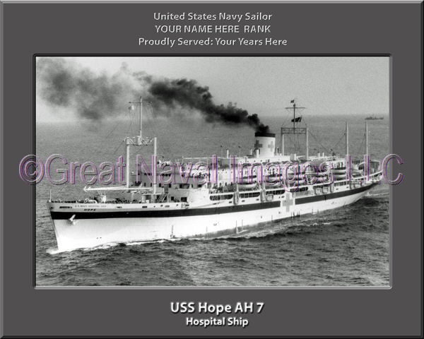 USS Hope AH 7 Personalized ship Photo