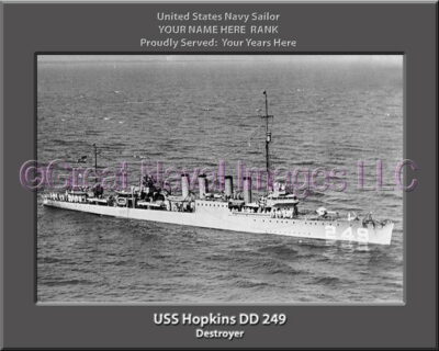 USS Hopkins DD 249 Personalized Navy Ship Photo
