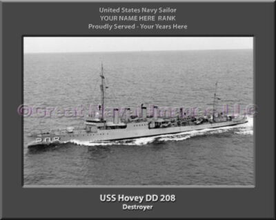 USS Hovey DD 208 Personalized Navy Ship Photo
