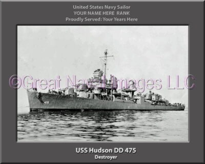 USS Hudson DD 475 Personalized Navy Ship Photo