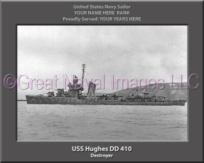 USS Hughes DD 410 Personalized Navy Ship Photo