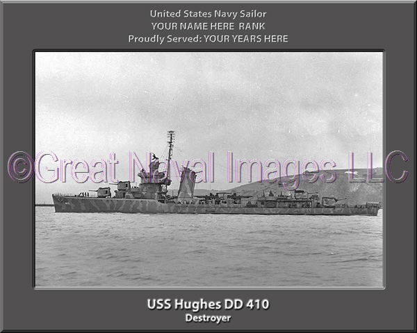 USS Hughes DD 410 Personalized Navy Ship Photo