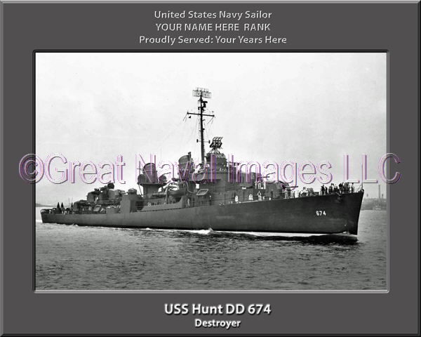 USS Hunt DD 674 Personalized Navy Ship Photo