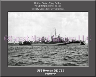 USS Hyman DD 732 Personalized Navy Ship Photo