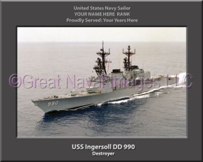 USS Ingersoll DD 990 Personalized Navy Ship Photo