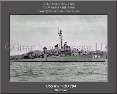 USS Irwin DD 794 Personalized Navy Ship Photo