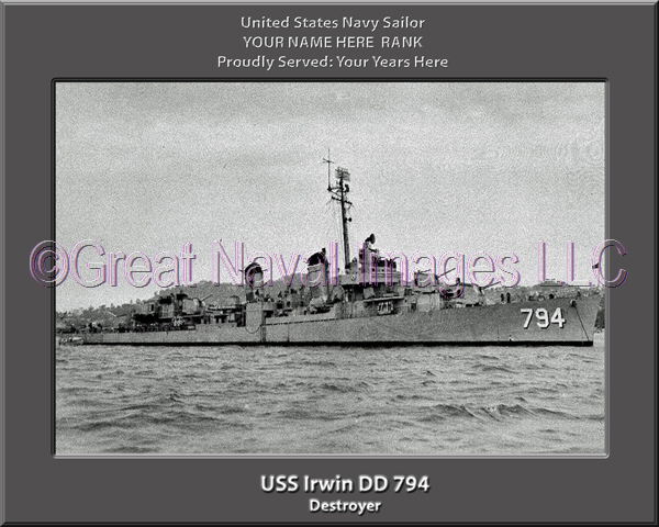 USS Irwin DD 794 Personalized Navy Ship Photo