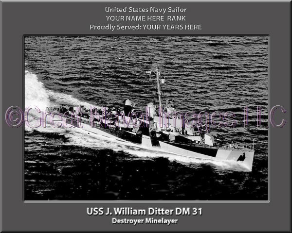 USS J. William Ditter DM 31 Personalized Navy Ship Photo