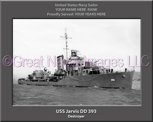 USS Jarvis DD 393 Personalized Navy Ship Photo