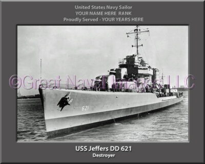 USS Jeffers DD 621 Persomalized Navy Ship Photo