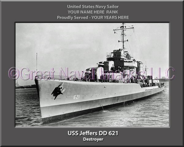 USS Jeffers DD 621 Persomalized Navy Ship Photo