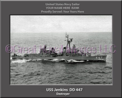 USS Jenkins DD 447 Persomalized Navy Ship Photo