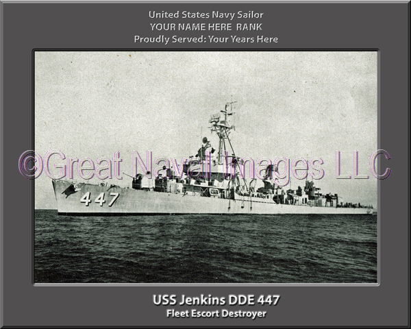 USS Jenkins DDE 447 Persomalized Navy Ship Photo