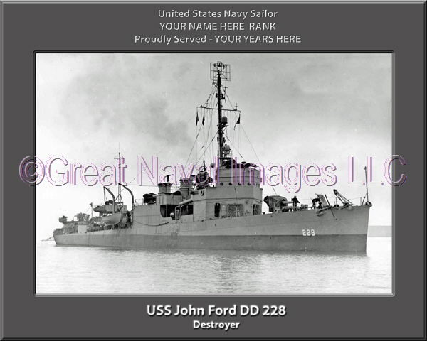 USS John Ford DD 228 Persomalized Navy Ship Photo