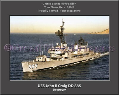 USS John R Craig DD 885 Persomalized Navy Ship Photo