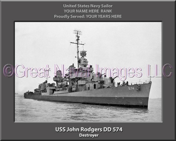 USS John Rodgers DD 574 Personalized Navy Ship Photo