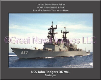 USS John Rodgers DD 983 Persomalized Navy Ship Photo
