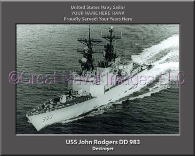 USS John Rodgers DD 983 Persomalized Navy Ship Photo